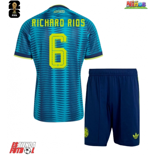 Colombia Richard Rios #6 Segunda Equipación Niños Mundial 2026 Manga Corta (+ Pantalones cortos)